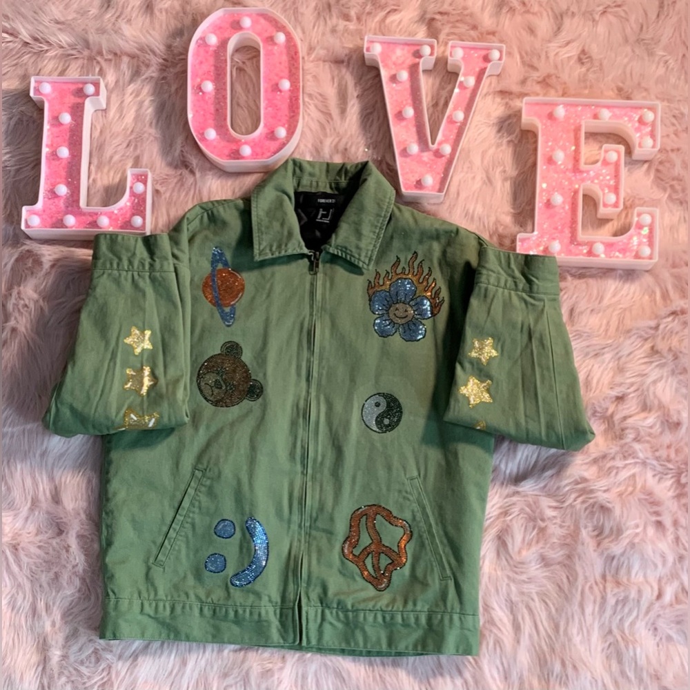 Girl’s & Teen Green Rainbow and Teddy Bear Jacket